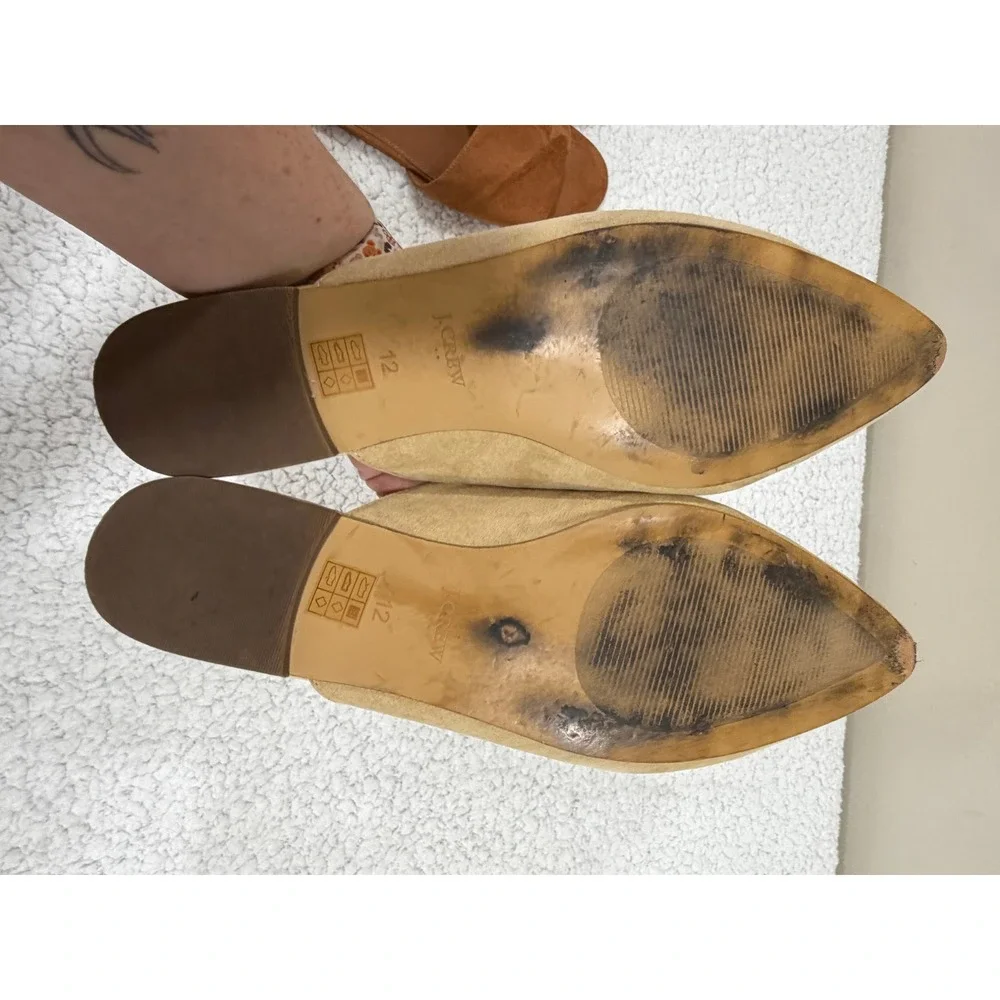 J.Crew Womens 12 Tan Brown Suede Bow Pointed Mule Slide 2 Pair Bundle Boho